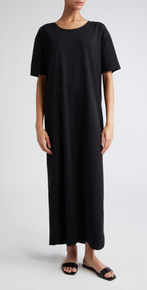 Loulou Studio Arue Pima Cotton T-Shirt Dress in Black at Nordstrom