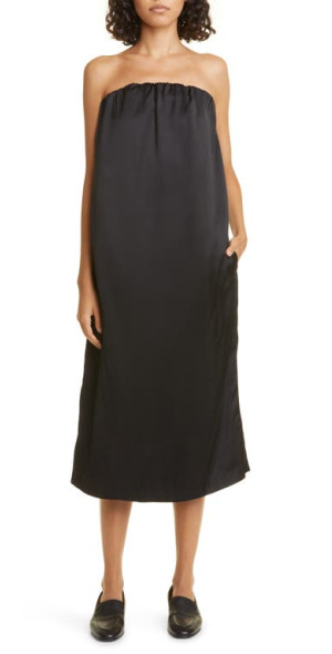 Loulou Studio - Siple Strapless Satin Dress in Black at Nordstrom