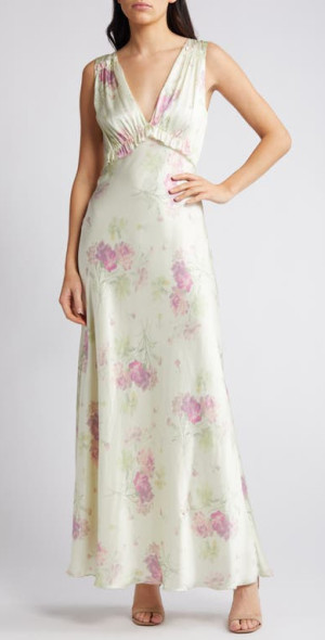 LoveShackFancy - Suniva Floral Print Sleeveless Silk Maxi Dress in Peachy  Sage at Nordstrom