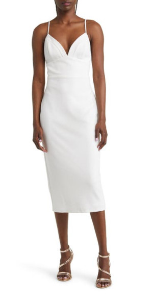 white cocktail dress nordstrom Rack Fit And Flare Dress BY Design Ipanema Rickrack Trim Fit Flare Dress White Formal Dress White Cocktail