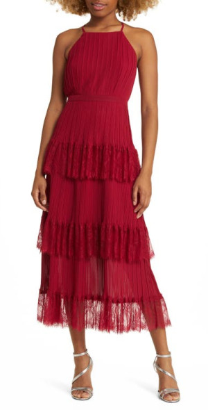 knee length dresses for ladies Palm Springs Lace Overlay Maxi Dress Red– Selfie Leslie