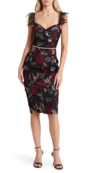 Lulus - Showstopper Embroidered Sequin Dress in Black at Nordstrom