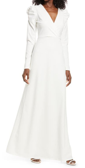 Lulus - With a Passion Long Sleeve Gown in White at Nordstrom