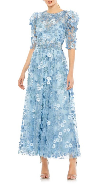 mac duggal embroidered fit & flare cocktail dress Mac Duggal Crystal Embroidery Long Sleeve Fit & Flare Cocktail Dress - Twilight