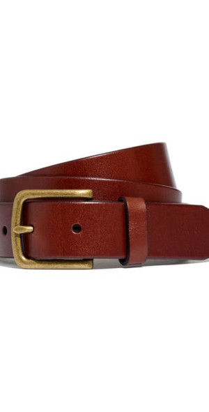 Madewell Men's Thin Leather Belt in Rich Brown - Main Image
