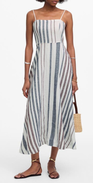 chinese dress ladies Madewell Women's Stripe Tiered Maxi Dress, Blue/White Stripe, 6 at Amazon  Women's Clothing store main image 0