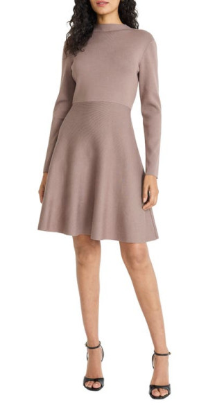 Maggy London - Long Sleeve Fit & Flare Sweater Dress Maggy London - Long Sleeve Fit & Flare Sweater Dress