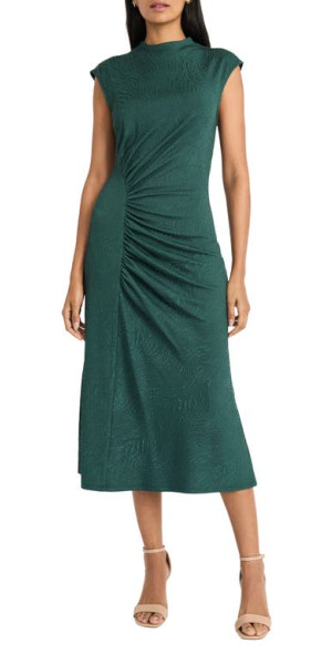 Maggy London - Mock Neck Jacquard Midi Dress in Bistro Green at Nordstrom,  Size 0