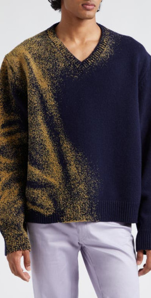 Maison Margiela - Sandstorm V-Neck Wool Sweater in 511-Navy
