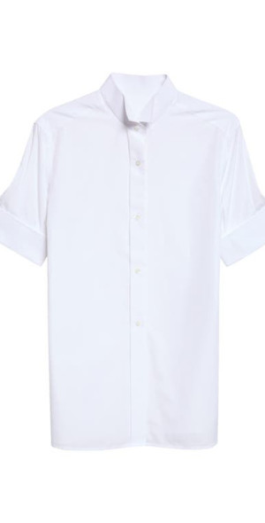 Maison Margiela - Short Sleeve Cotton Poplin Snap-Front Shirt