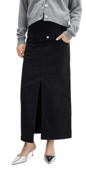 MANGO Denim Midi Maternity Skirt in Black Denim at Nordstrom