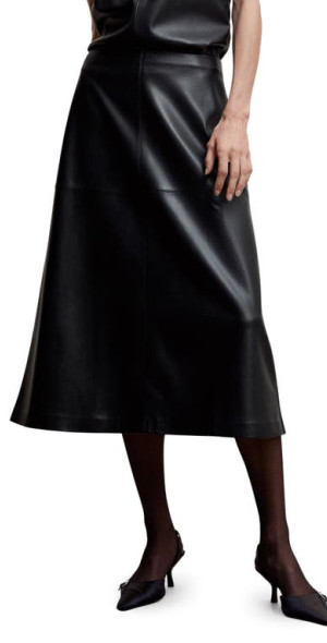MANGO Faux Leather A-Line Skirt in Black at Nordstrom