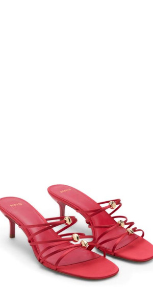 Mango Kitten Heel Satin Strap Sandal