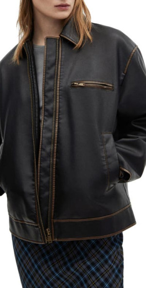 MANGO Napoli Faux Leather Jacket in Brown at Nordstrom