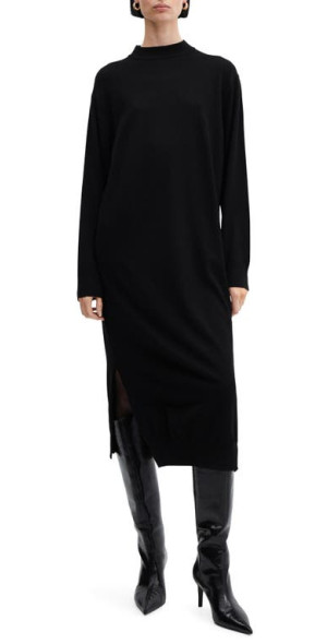 MANGO Oversize Long Sleeve Midi Sweater Dress in Black at Nordstrom