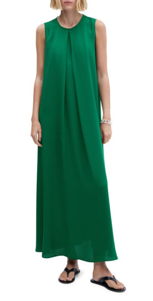 MANGO - Pleat Sleeveless Maxi Dress in Green