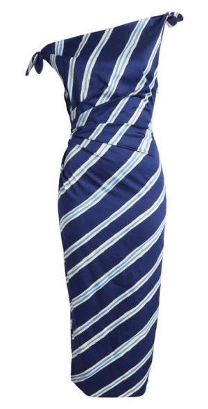 mango one shoulder blue dress Mango Asymmetrical One-Shoulder Midi Dress In Blue - 50% Off