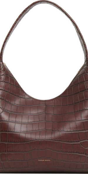 Mansur Gavriel Candy Croc Embossed Leather Hobo Bag in Chocolate