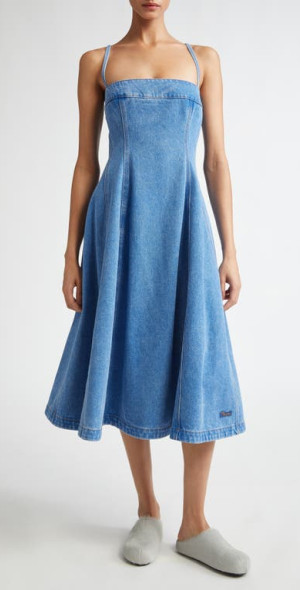 Marni - Square Neck Denim Dress in Cobalt at Nordstrom, Size