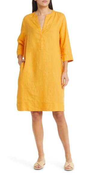 masai linen dress MASAI Nebine DRESS S 100% LINEN Cayenne Coral Red Oversize NEW $198