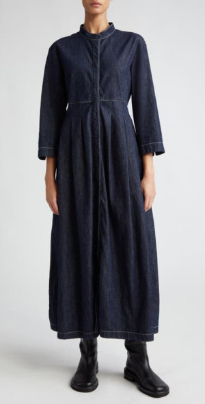max mara denim dress Max Mara | Woman - Cotton denim dress with belt - Ultramarine