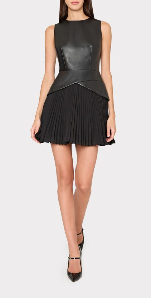 Milly - Haddy Mixed Media Faux Leather Minidress