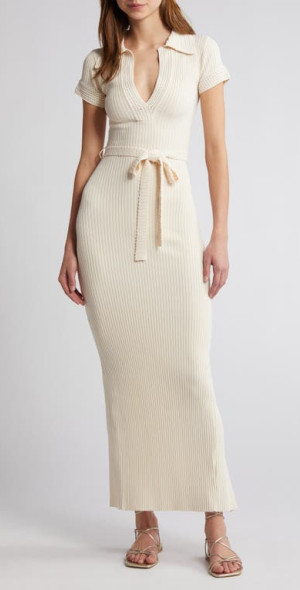 MOON RIVER - Rib Pencil Dress in Cream at Nordstrom, Size Large