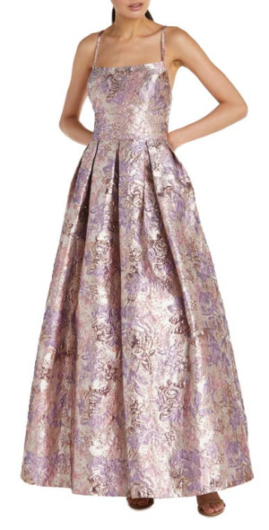 Morgan Floral Brocade Back Cutout Ballgown in Lavender - Main Image