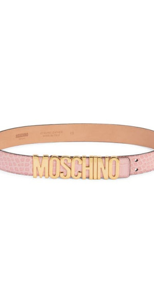 MOSCHINO Logo Croc Embossed Calfskin Leather Belt MOSCHINO Logo Croc Embossed Calfskin Leather Belt main image 4