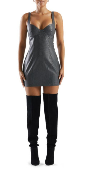 button leather dress Faux Leather Shirt Dress main image 1