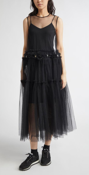noir kei ninomiya クロッブド　デザインチュール Noir Kei Ninomiya - Detachable Skirt Tulle Dress in Black at