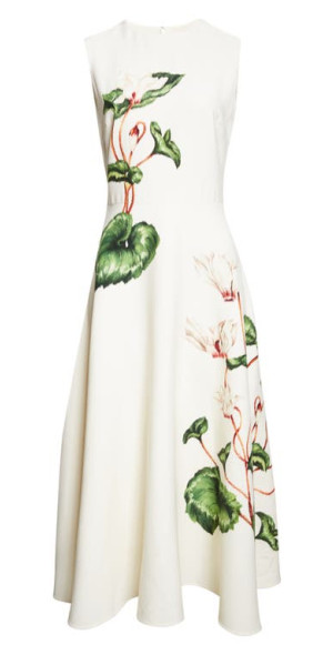 Oscar de la Renta - Chin Cyclamen Virgin Wool Blend Stretch Crepe Fit & Flare  Midi Dress
