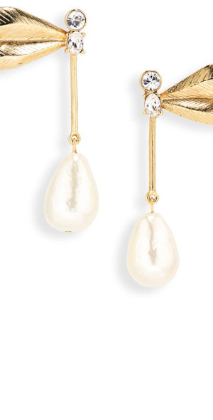 Oscar de la Renta Double Wing Dragonfly Drop Earrings in Gold at