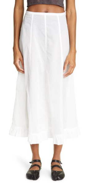 Paloma Wool - Andolini Ruffle Hem Cotton Voile Midi Skirt in