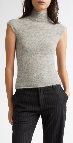 Paloma Wool - Husk Mock Neck Cap Sleeve Alpaca Blend Sweater in