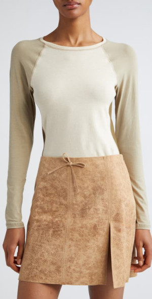 Paloma Wool - Maldini Colorblock Baseball T-Shirt in Khaki