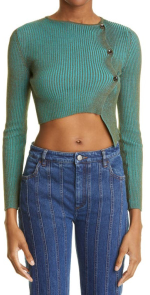 Paloma Wool - Zaha Asymmetric Long Sleeve Organic Cotton Rib Top