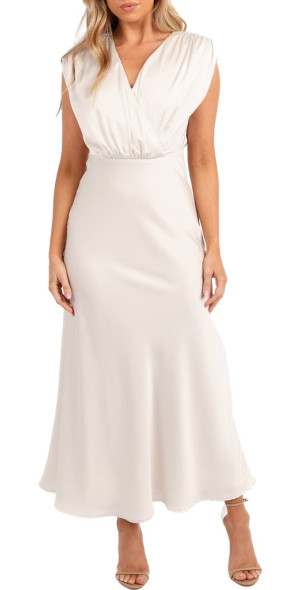 white dress with blue flowers Zapaka Women White Blue Flower Prom Dress A-Line Tiered Long Bridesmaid Dress With Ruffles, White Blue Flower / US6