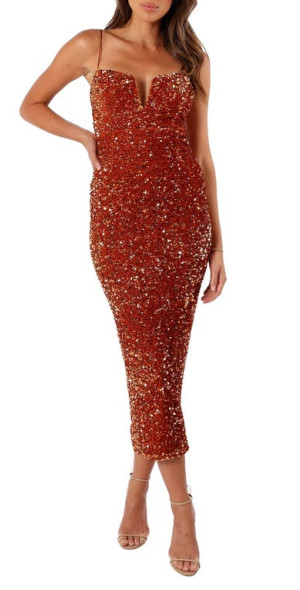 strapless open back dress Sonja Metallic Halter Mini Dress in Gold Small main image 1