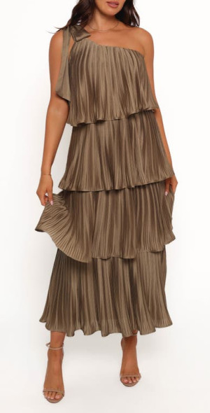one shoulder tiered midi dress One Shoulder Tiered Midi Dress