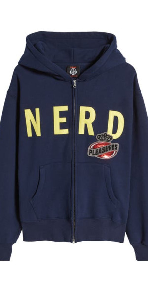 N.E.R.D. PLEASURES ネイビー パーカー PLEASURES - Nerd Appliqué Zip Hoodie in Navy at Nordstrom
