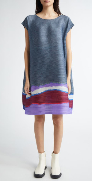 スカート PLEATS PLEASE ISSEY MIYAKE 'Grainy Colors' dress Gray Pleats Please Issey Miyake - Grainy Colors Pleated Shift