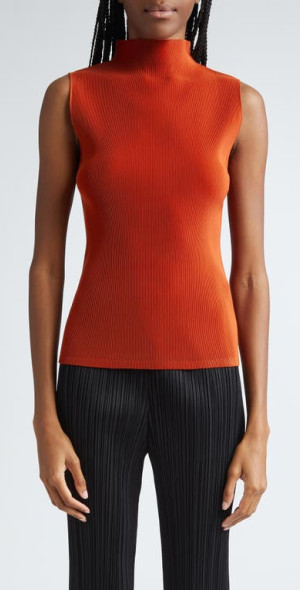 Pleats Please Issey Miyake - Pleated Funnel Neck Sleeveless Top in