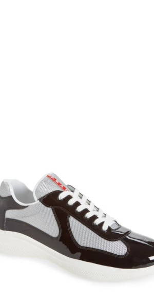 【 PRADA 】America's Cup Sneakers 8 Prada Men's America's Cup Patent Leather Sneakers | Neiman Marcus