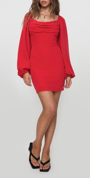 knee length dresses for ladies Yalina Mini Dress - Red main image 0