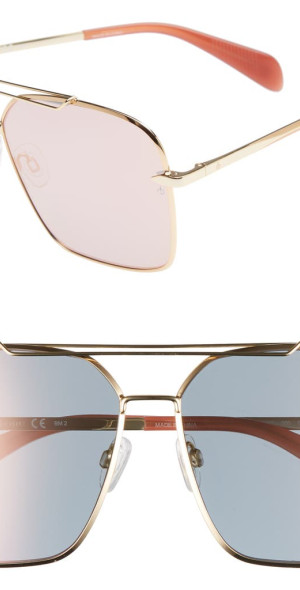 rag bone 61mm Gradient Metal Aviator Sunglasses in Rose Gold