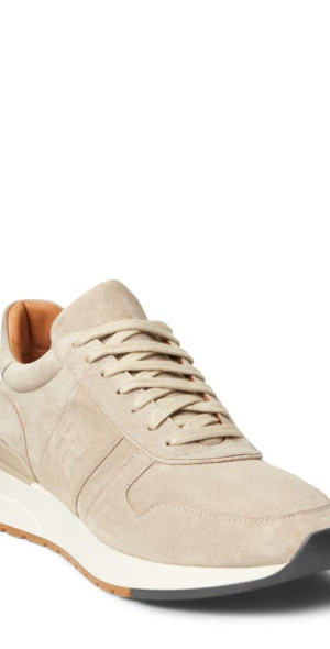 Ralph Lauren Purple Label - Ethan II Calfskin Suede Sneaker in Cream