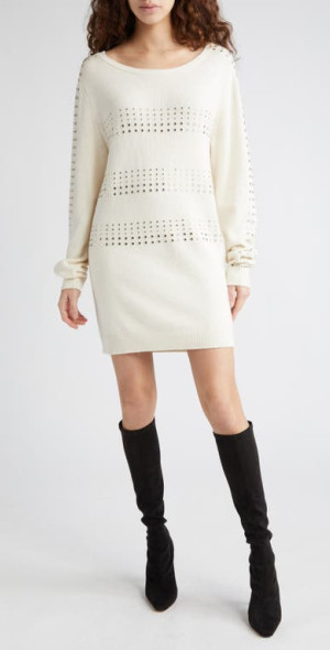 white sweater dress nordstrom Strapless Floral Lace Fit-and-Flare