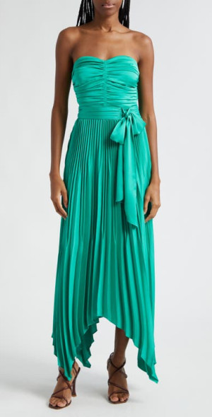 Ramy Brook - Fernanda Ruched Pleated Strapless Maxi Dress in Sea Green at  Nordstrom