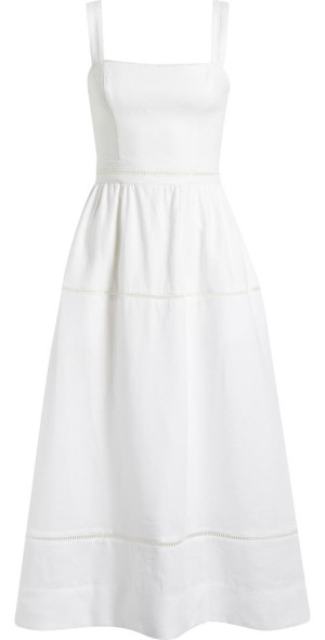 Reformation - Everett Sleeveless Linen Midi Dress in White at Nordstrom,  Size 0